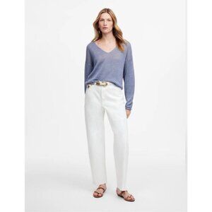 Madewell Women's Pieced Barrel Leg Jeans Tile White Raw Hem Relaxed Size 25P